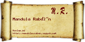 Mandula Rabán névjegykártya
